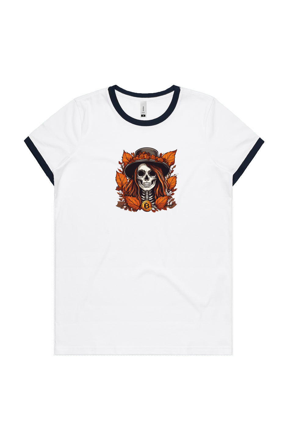 Autumn collection t-shirt 'Choose your logo Bitcoin' Skeleton Woman